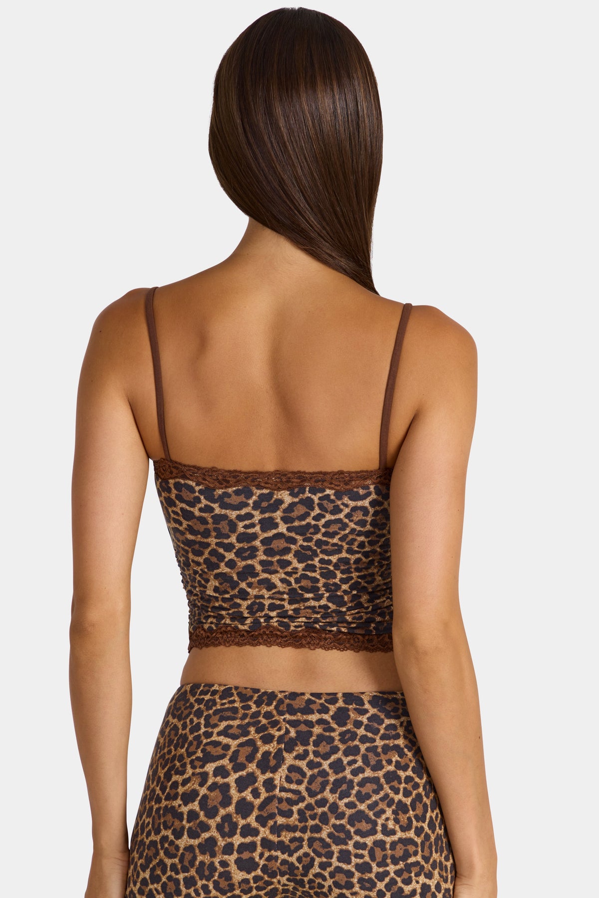 Chic Modal Lace-Trim Peekaboo Tank Top in Leopard