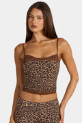 Chic Modal Lace-Trim Peekaboo Tank Top in Leopard