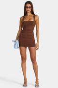 Chic Modal Bodycon Mini Dress in Cocoa Brown