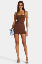 Chic Modal Bodycon Mini Dress in Cocoa Brown