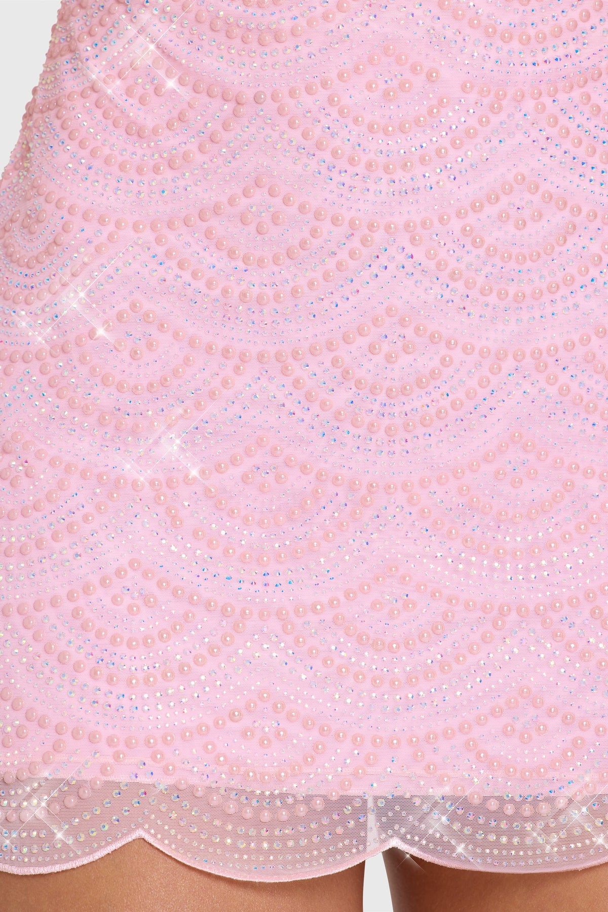 Chic Embellished Square-Neck Mini Dress in Bubblegum Pink