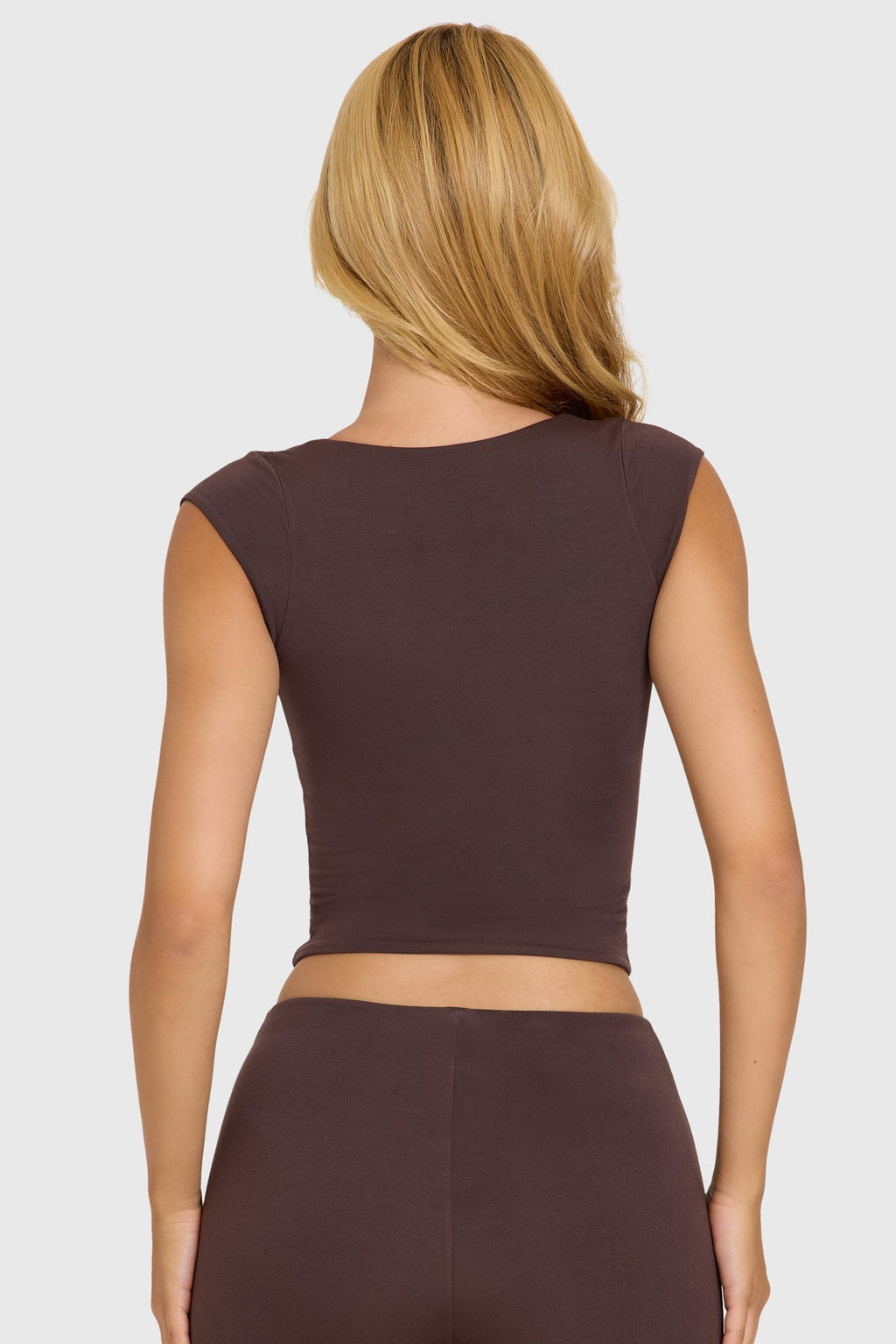Chic Modal Cap-Sleeve Top in Chocolate