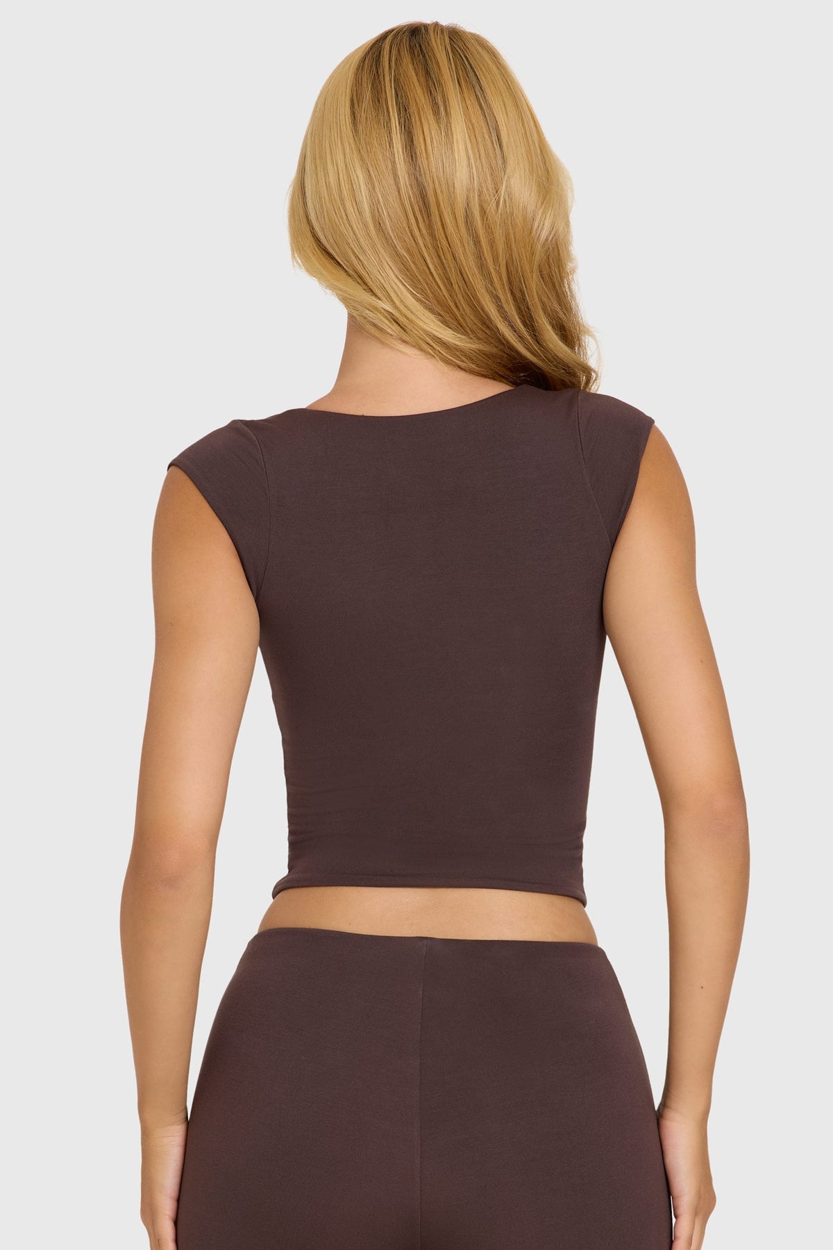 Chic Modal Cap-Sleeve Top in Chocolate