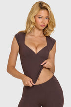 Chic Modal Cap-Sleeve Top in Chocolate