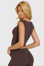 Chic Modal Cap-Sleeve Top in Chocolate