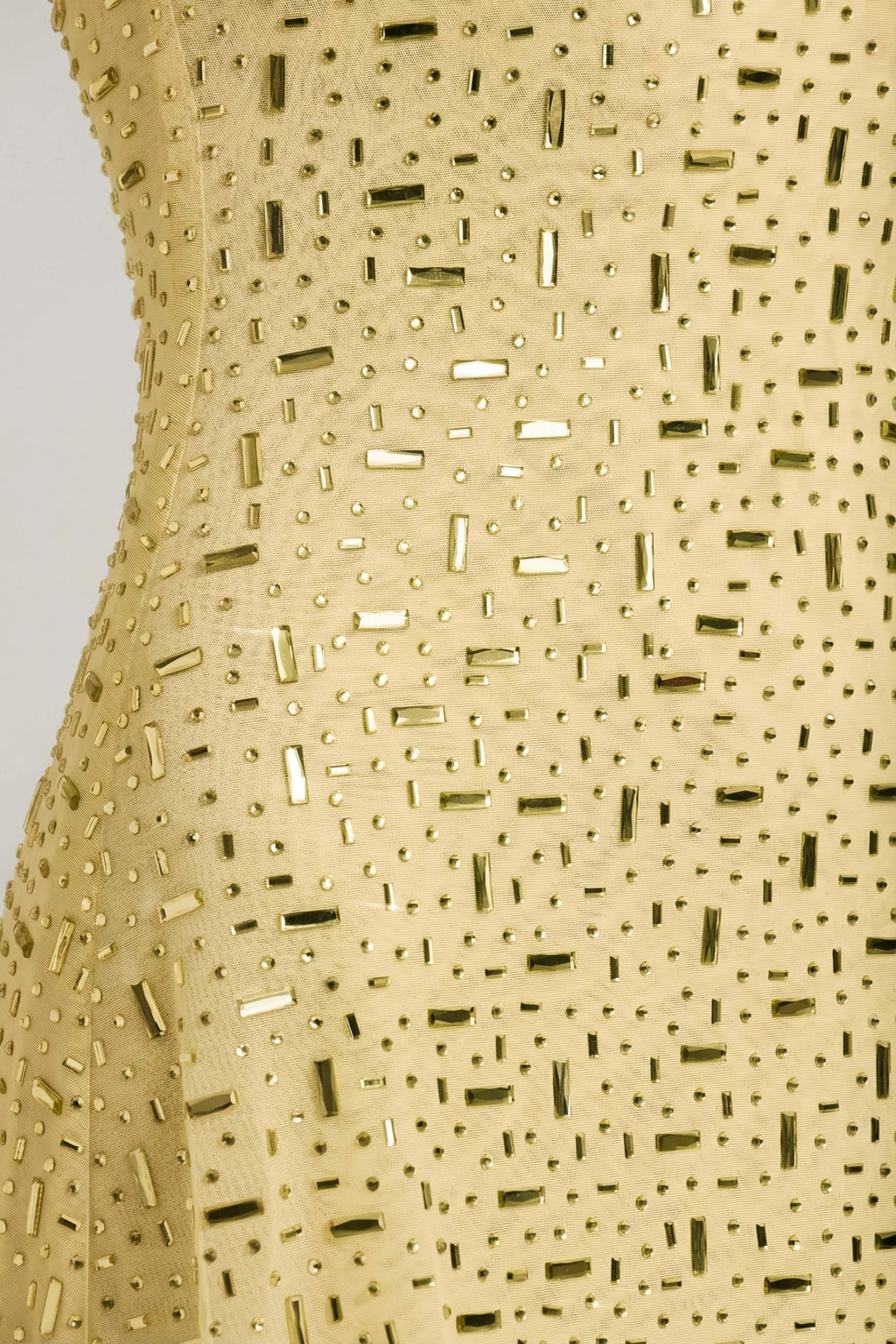 Chic Sheer Embellished Square-Neck Mini Dress in Yellow