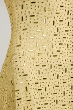 Chic Sheer Embellished Square-Neck Mini Dress in Yellow