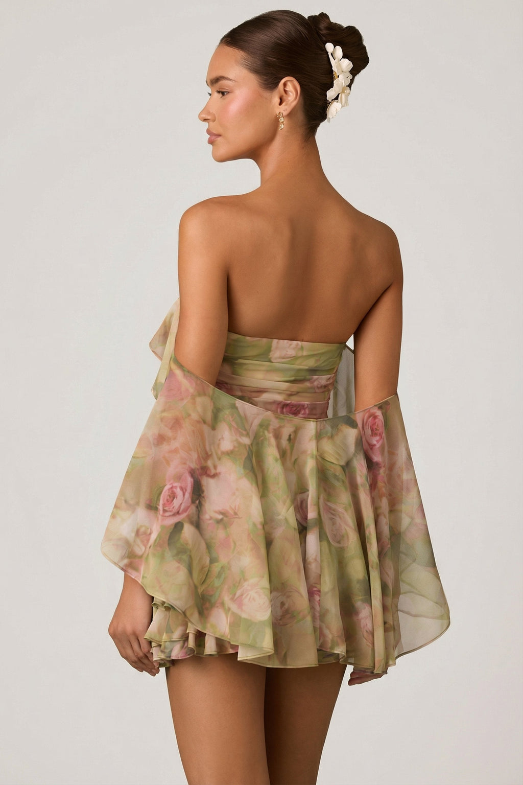 Chic Off-Shoulder Ruffled Mini Dress in Floral Multi Print