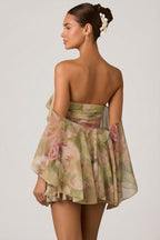 Chic Off-Shoulder Ruffled Mini Dress in Floral Multi Print