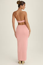 Chic Cut-Out Halterneck Maxi Dress in Apricot Pink