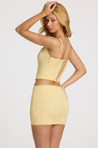 Chic Lace Soft-Scoop Boned Corset Top in Butter Yellow