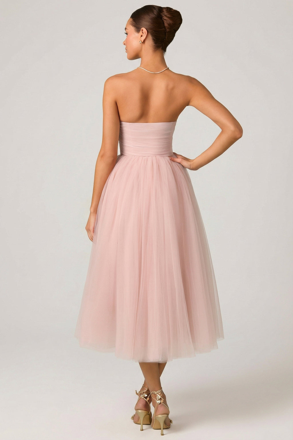 Chic Tulle Corset Midaxi Dress in Dusty Rose