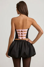 Chic Bubble Hem Mid-Rise Mini Skirt in Black