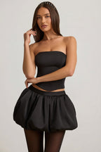 Chic Bubble Hem Mid-Rise Mini Skirt in Black