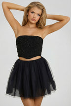 Chic High Waist Tulle Mini Skirt in Black