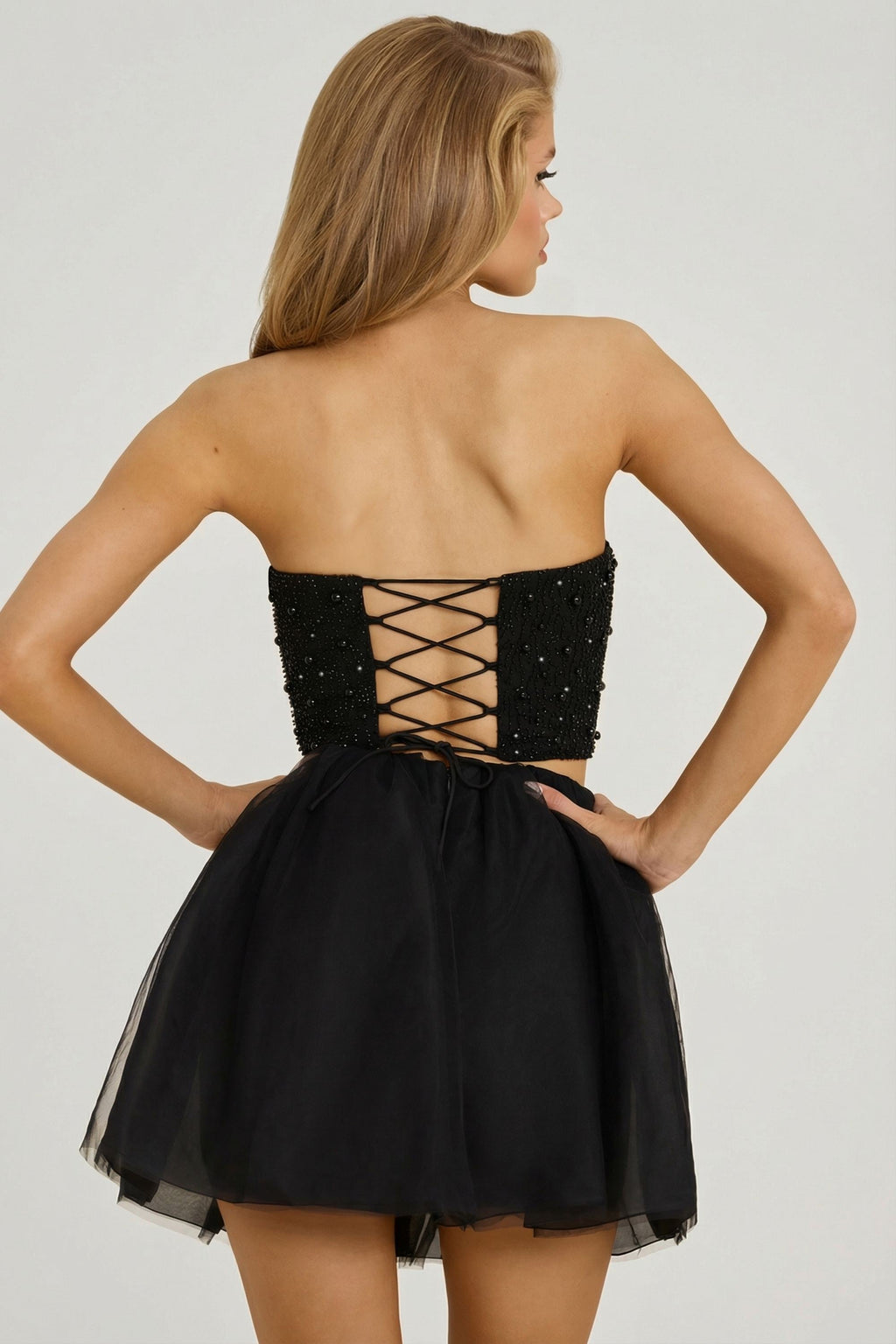 Chic High Waist Tulle Mini Skirt in Black