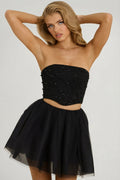 Chic High Waist Tulle Mini Skirt in Black