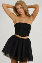 Chic High Waist Tulle Mini Skirt in Black