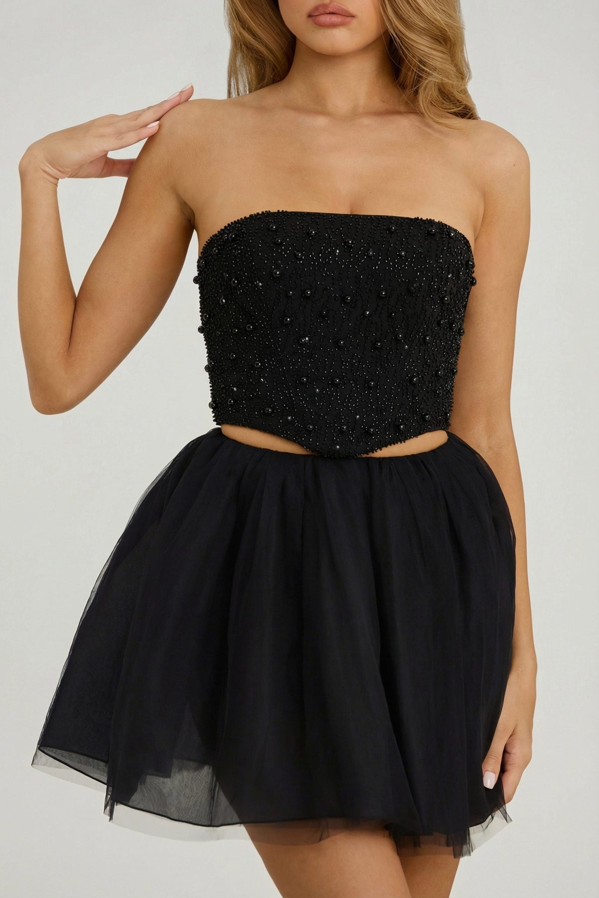 Chic High Waist Tulle Mini Skirt in Black