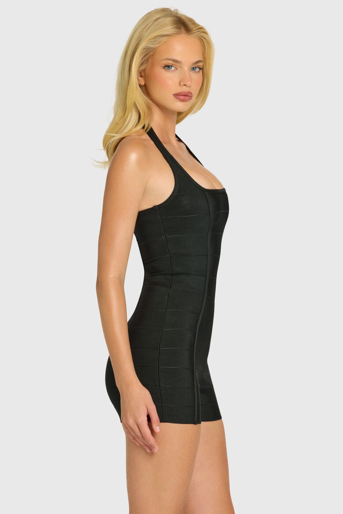 Chic Bandage Halterneck Playsuit in Black