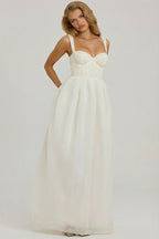 Chic Embellished Corset Gown in White