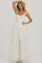 Chic Embellished Corset Gown in White