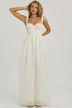 Chic Embellished Corset Gown in White