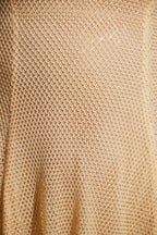 Chic Embellished Long Sleeve Backless Mini Dress in Gold