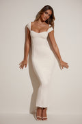 Chic Modal Sweetheart-Neck Cap-Sleeve Maxi Dress in Ivory