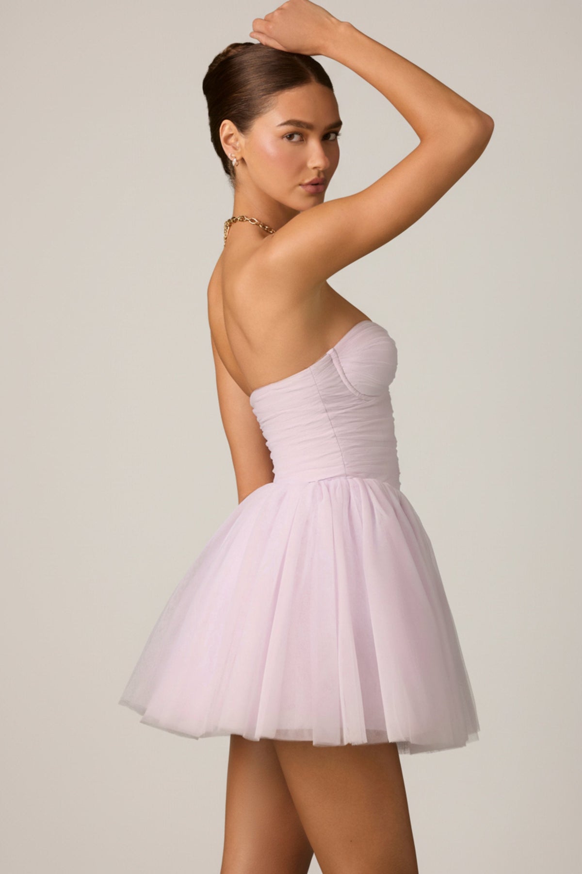 Chic Tulle Corset Mini Dress in Lilac