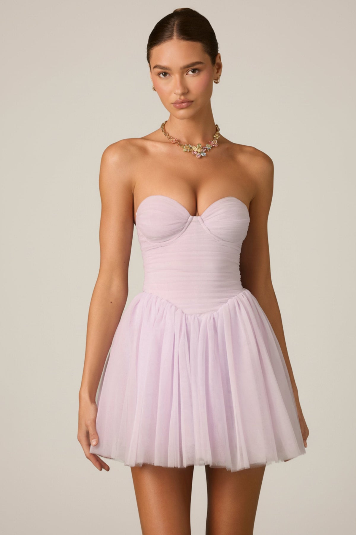 Chic Tulle Corset Mini Dress in Lilac