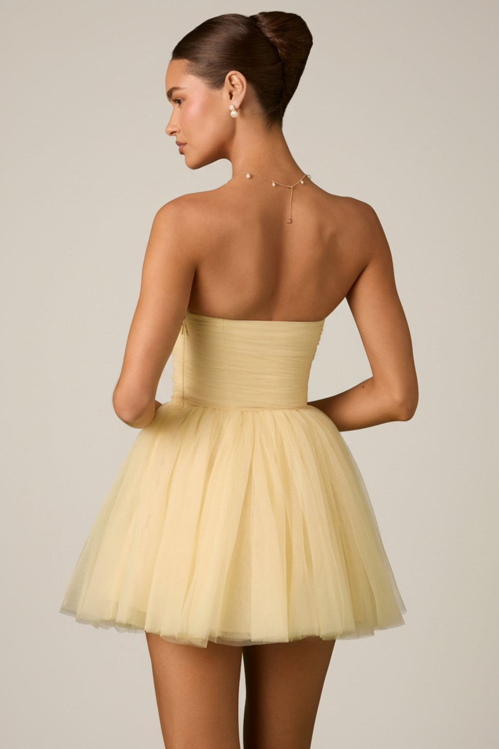 Chic Tulle Corset Mini Dress in Yellow