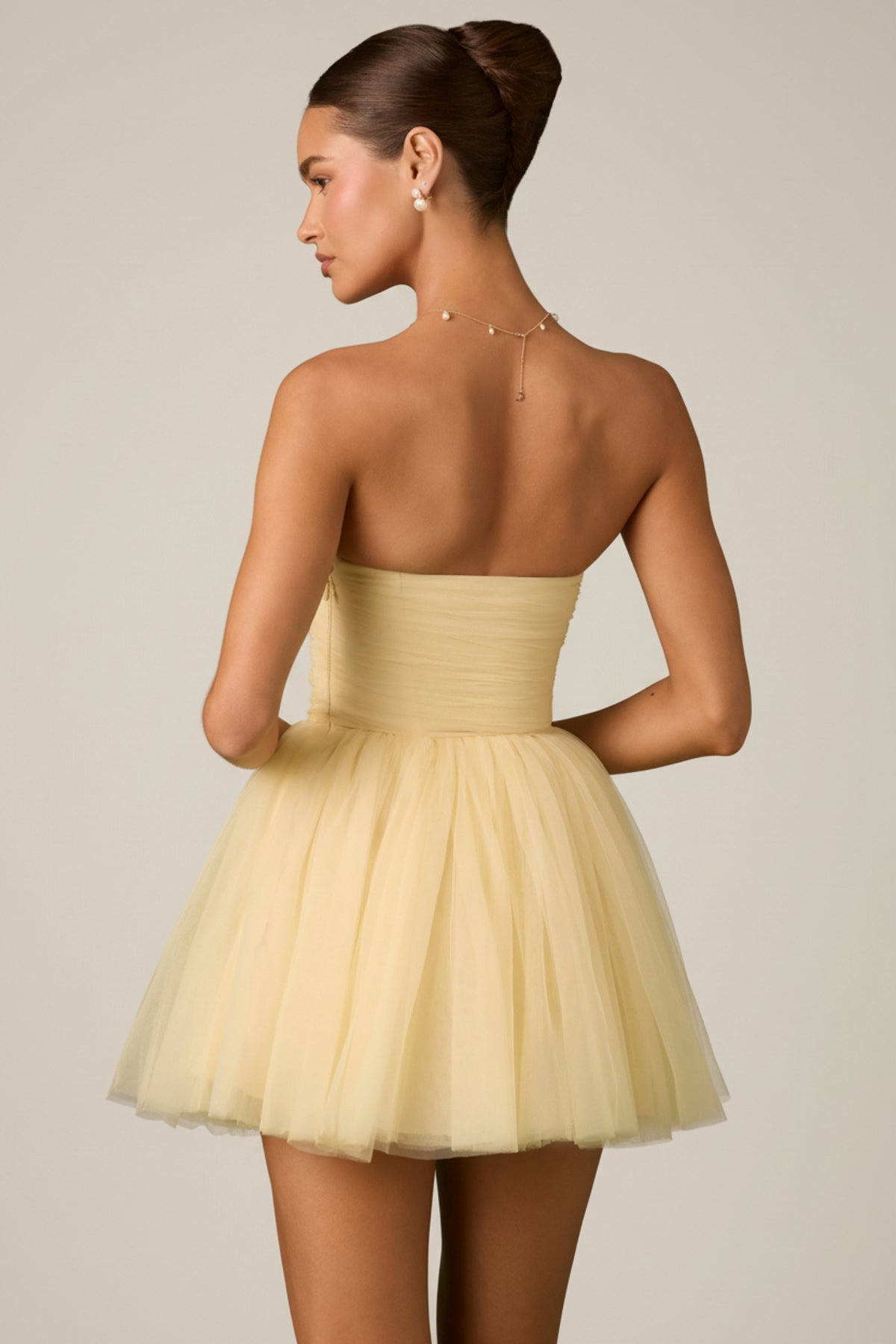 Chic Tulle Corset Mini Dress in Yellow