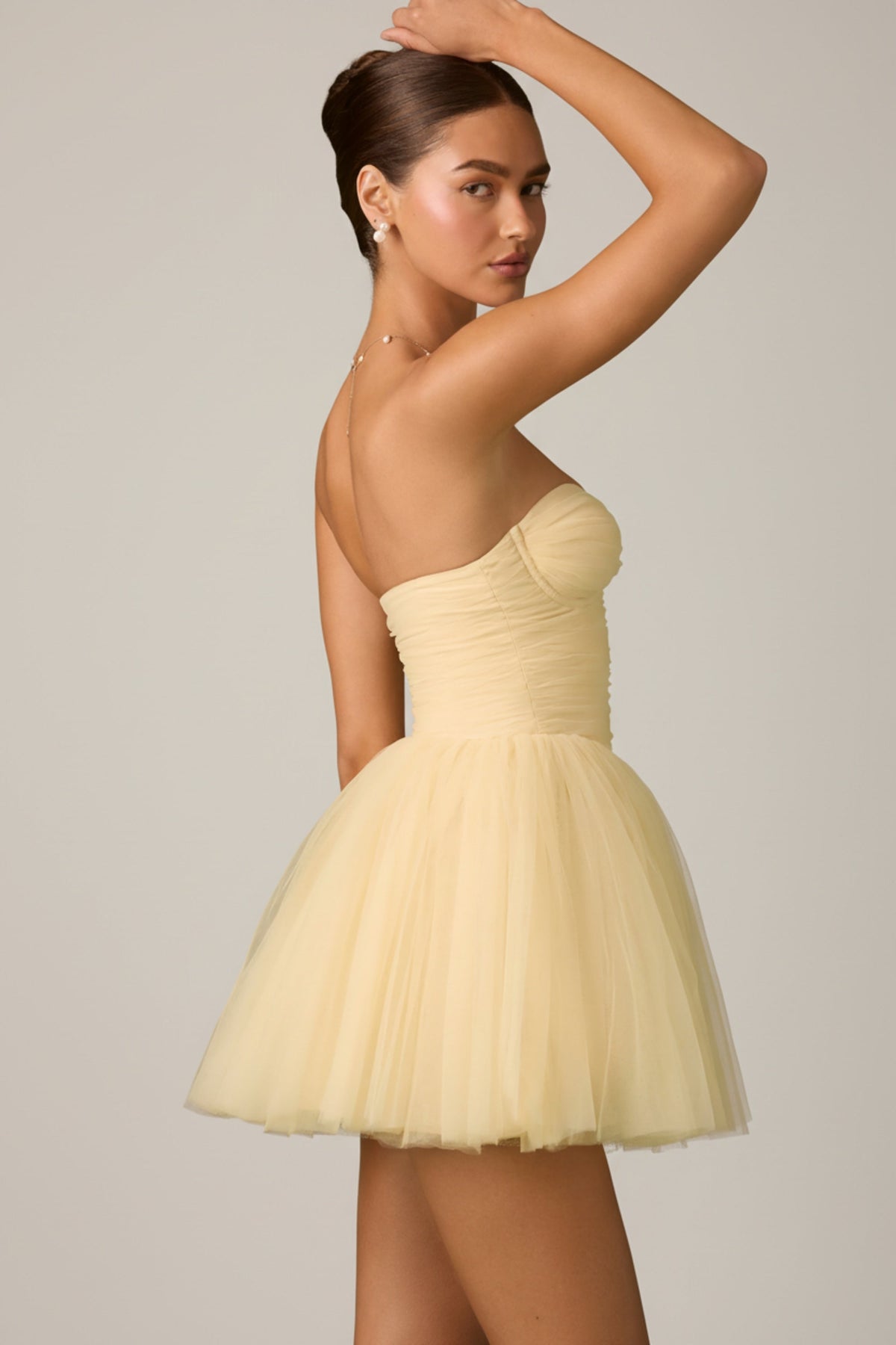 Chic Tulle Corset Mini Dress in Yellow