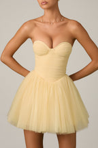 Chic Tulle Corset Mini Dress in Yellow