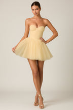 Chic Tulle Corset Mini Dress in Yellow