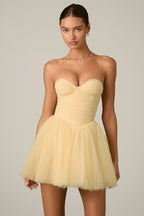 Chic Tulle Corset Mini Dress in Yellow
