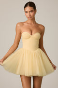 Chic Tulle Corset Mini Dress in Yellow