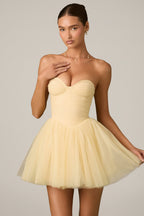 Chic Tulle Corset Mini Dress in Yellow