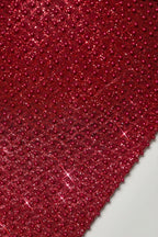 Chic Embellished Sweetheart-Neck Midi Dress in Red