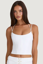 Chic Strappy Halterneck Corset Top in White
