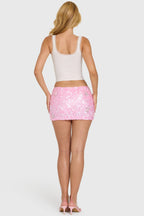 Chic Embellished Mini Skirt in Bubblegum Pink