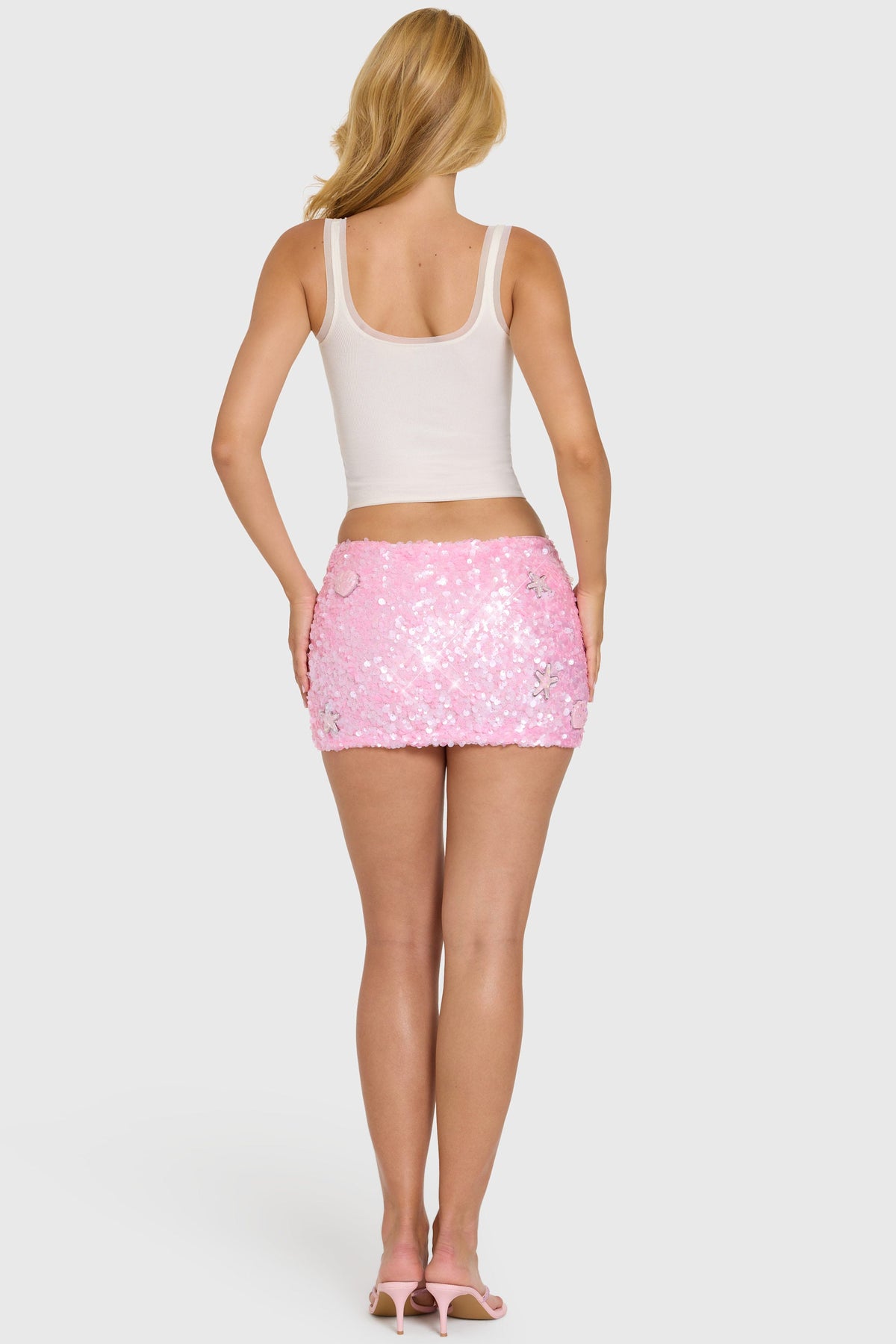 Chic Embellished Mini Skirt in Bubblegum Pink