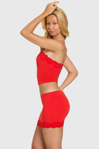 Chic Modal Lace-Trim Bandeau Top in Cherry