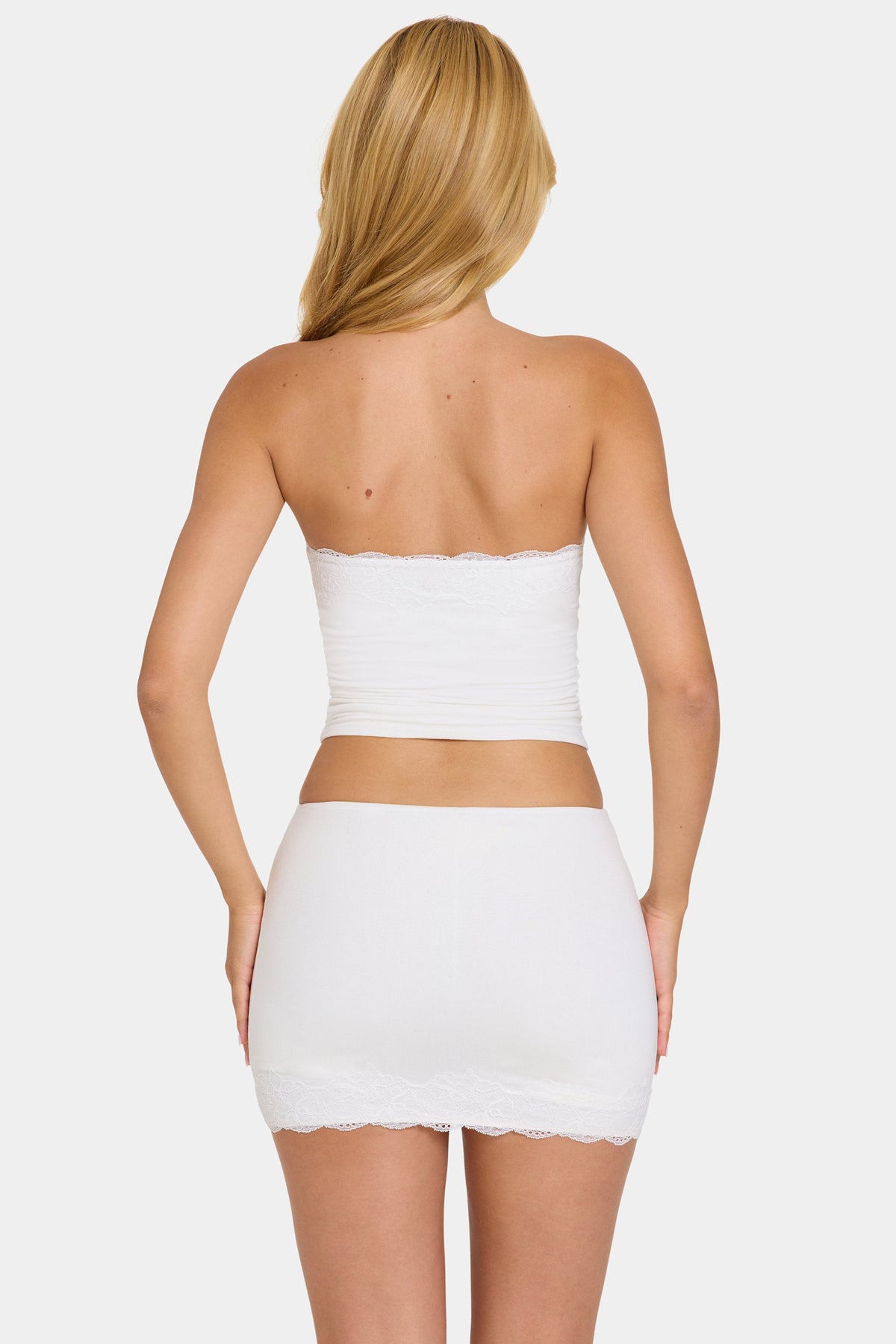 Chic Modal Lace-Trim Bandeau Top in Coconut