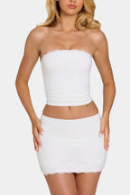 Chic Modal Lace-Trim Bandeau Top in Coconut