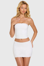 Chic Modal Lace-Trim Bandeau Top in Coconut
