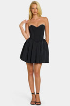 Chic Corset Tulle Mini Dress in Jet Black