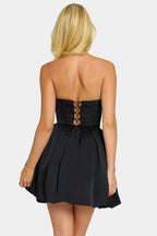 Chic Corset Tulle Mini Dress in Jet Black