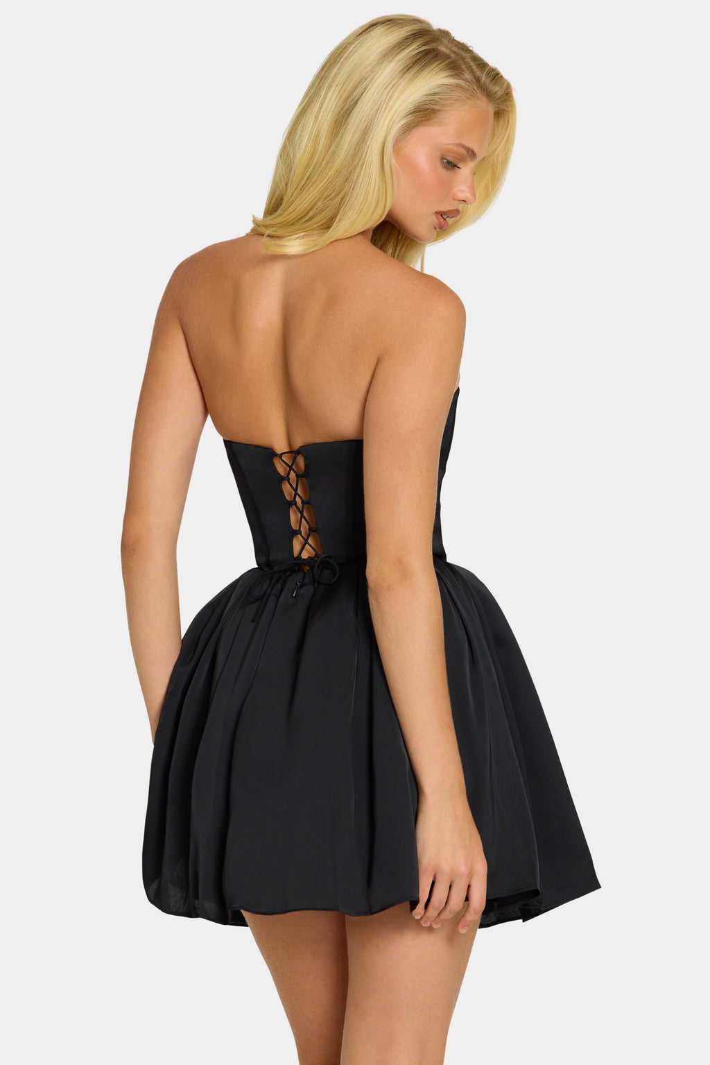 Chic Corset Tulle Mini Dress in Jet Black
